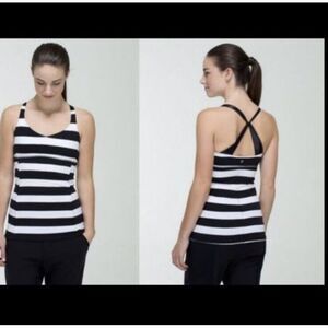 Lululemon Practice Daily Tank Size 6 Black White Stripe